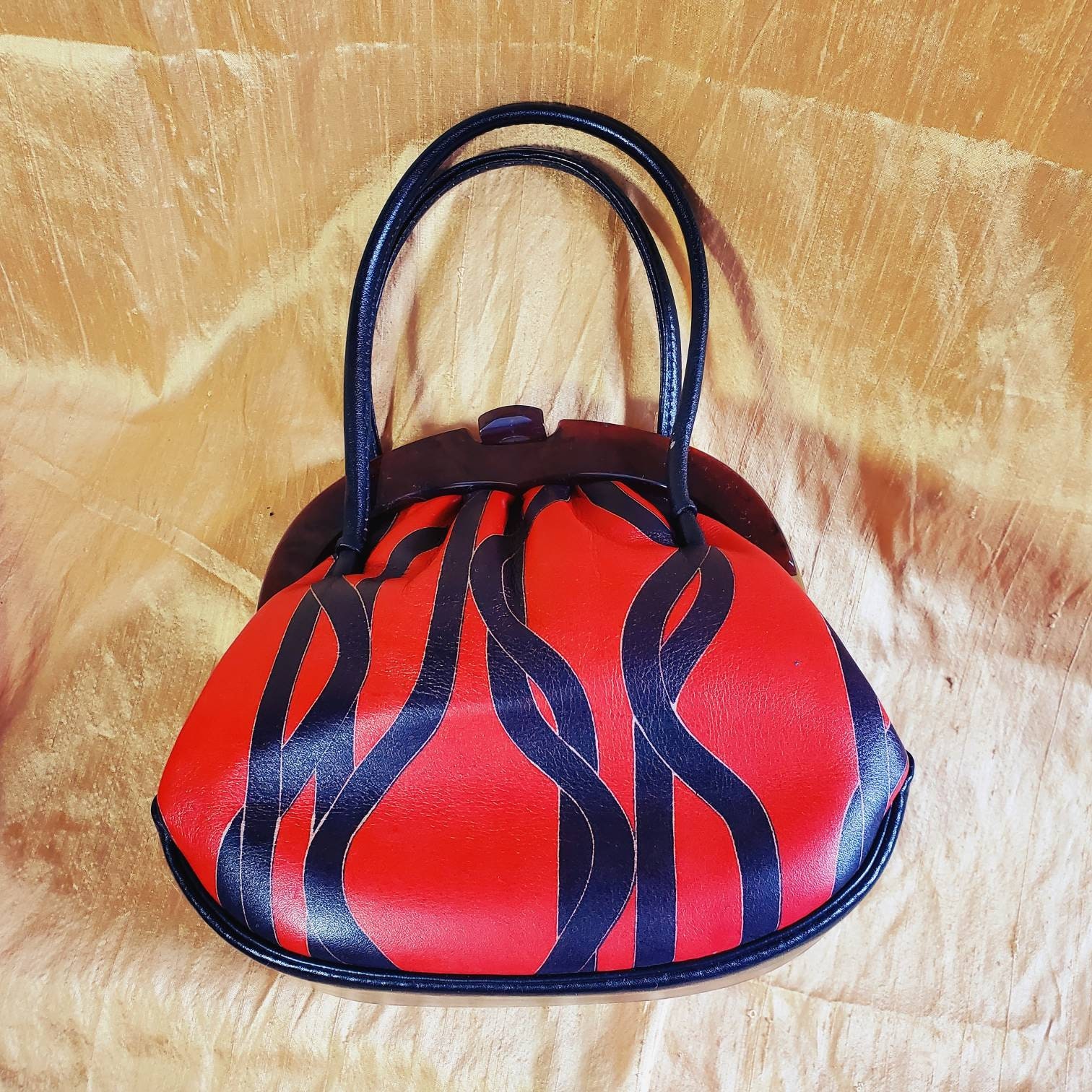 Vintage Red Kimono Handbag and Zori Sandal Set, Japanese Matching