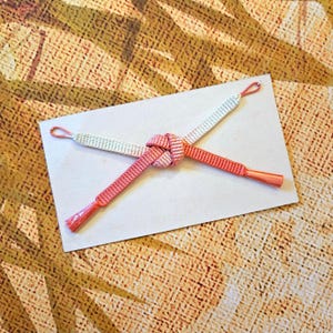 Pretty Ombre Pink Haori-himo, Japanese Kimono Jacket Cord Ties, Warm Pink & White Silk, New Unused Vintage, Kimono Accessory, Womens Haori