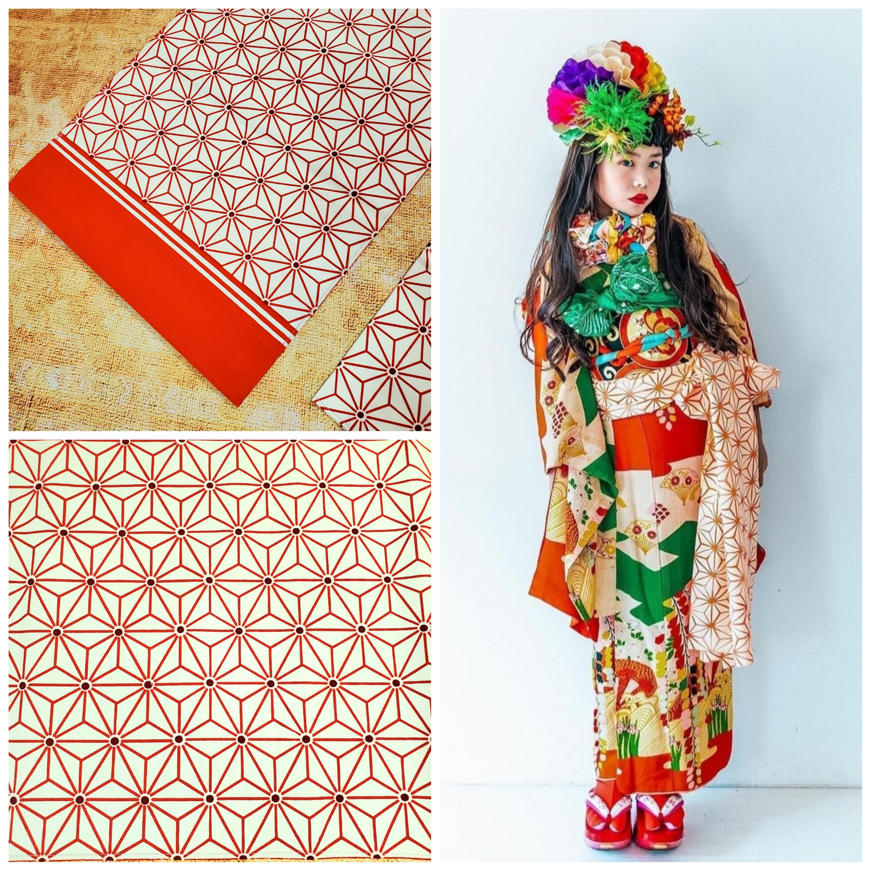 Stunning Vintage Nagoya Obi, Asanoha Hemp Stars, Yukata