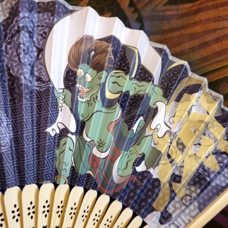 Tooth Fan Japanese Oni Folding Fan, Silk Samurai Style, Halloween Accessory - Etsy