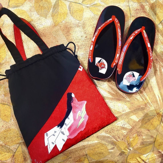 Japanese Handbag Shoes Set Kimono Silk Purse Japanese 