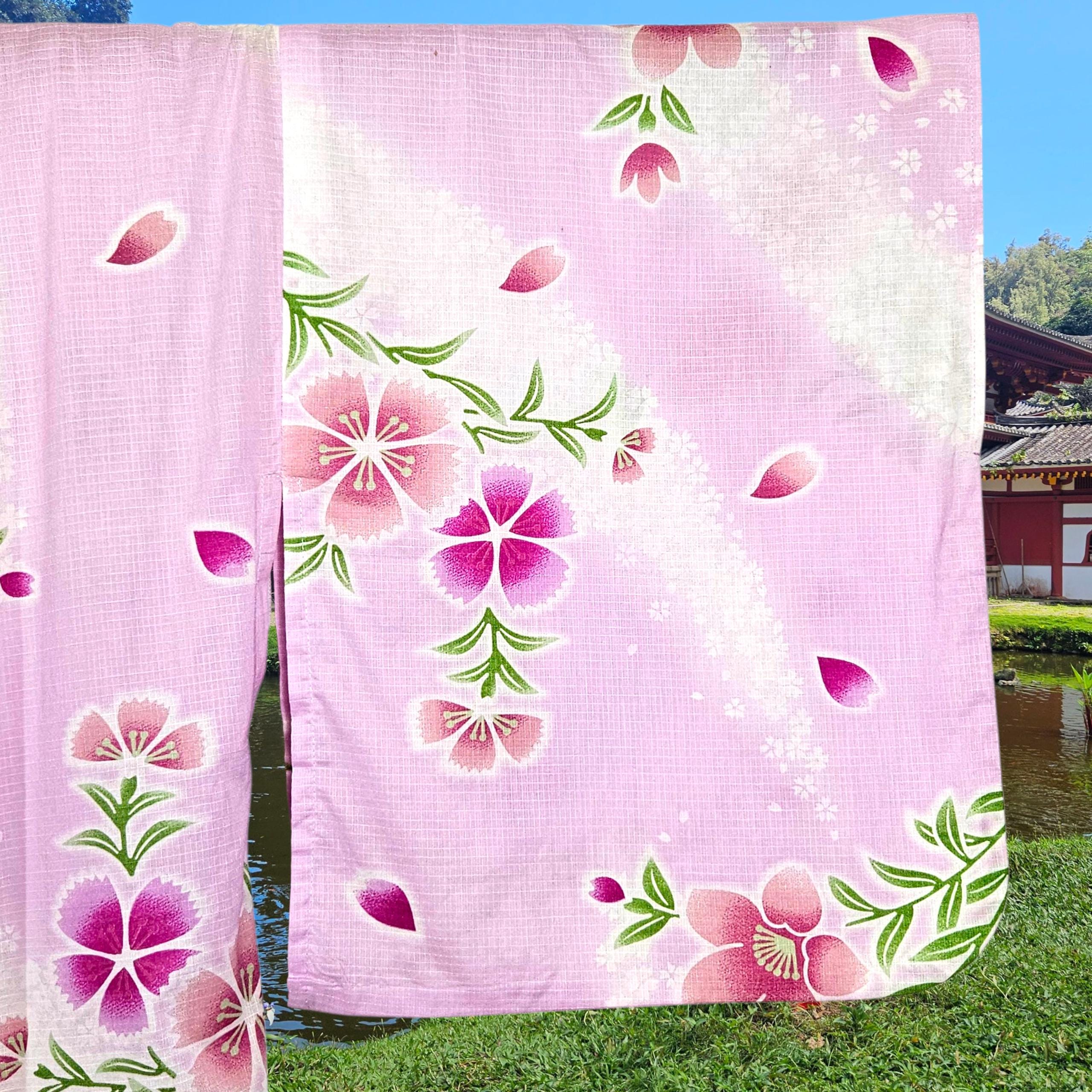 Gorgeous Floral Yukata, Pale Lilac Purple & Deep Pink Sakura