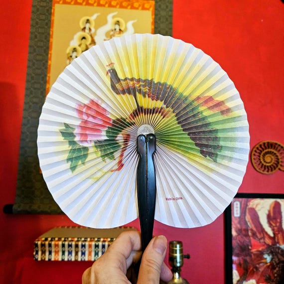 Ventaglio Giapponese Elegante Ventaglio Pieghevole In Velluto Pieno Ventaglio Di Piume Bianche Colorate Ventaglio Cinese A Mano Fata Ragazza Danza Decorazione Della Festa Nuziale Ventaglio Da Borsetta - Foto 1