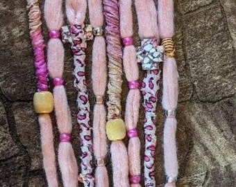 Pink Faerie 23" Long Pair Dread Clips