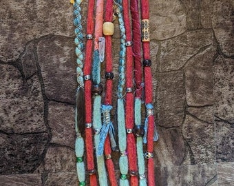 Turquise and Clay 19" Long Pair Dread Clips