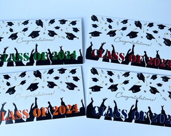 Abschlusskarte, Geldtasche innen, Klasse von 2024, personalisiert in der Schulfarbe des Abschlusses