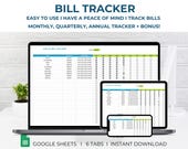 Bill Tracker, Bill Spreadsheet, Bill Organizer, Bill Organization, Bill Dashboard, Bill Log, Expense Tracker, Bill Checklist, Bill Planner