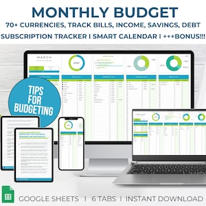 Monthly budget spreadsheet template for Google Sheets, Paycheck Budget Tracker, Simple Weekly and biweekly budget template for business