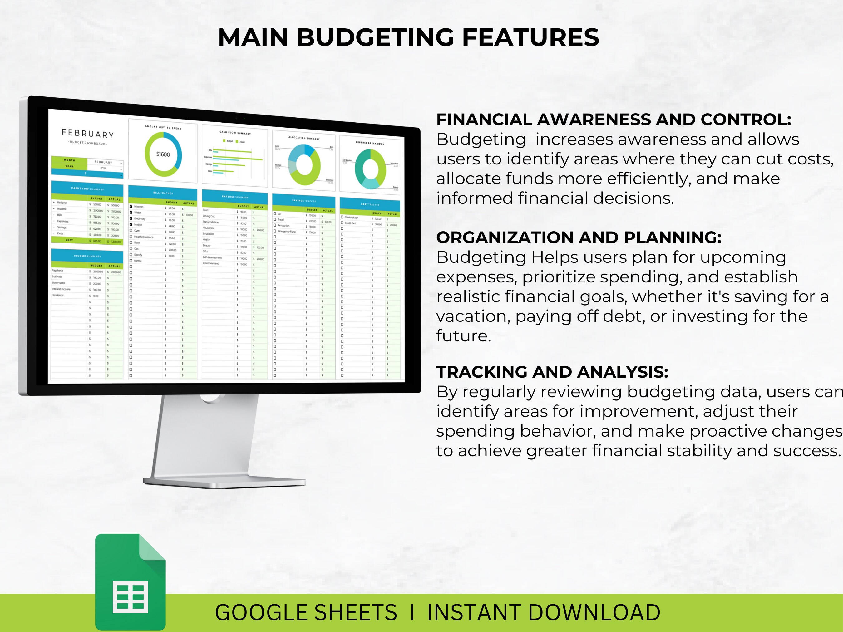 Weekly Budget Tracker Example Monthly Budget Spreadsheet Template for Google Sheets, Paycheck Budget ...