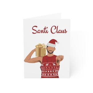 Tarjetas de felicitación, juego de tarjetas navideñas de Santi Aldama Memphis Grizzlies, 1, 10, 30, 50 piezas, paquete de tarjetas navideñas, regalo para fanáticos de los deportes, regalo navideño único