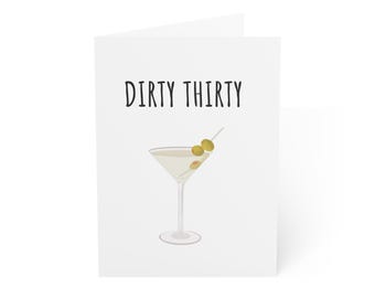 Greeting Card, Dirty 30 Martini Birthday Card, 30th Birthday