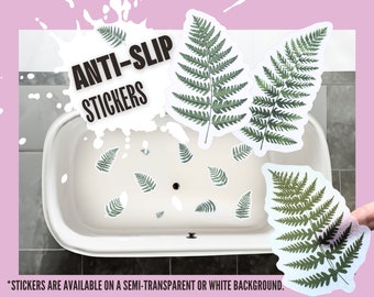 ANTI-SLIP STICKERS, 10 pcs Leaf Fern Decals, Alternative To Bath Mat, Aesthetic Waterproof Non Slip Safety Decals For Bathtub, Shower, Tiles