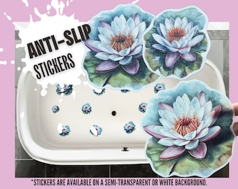 ANTIRUTSCH-AUFKLEBER, 12 Stück niedliche Seerosen-Klebstoffe, eine Alternative zur Badematte, wasserdichte, rutschfeste Sicherheitsaufkleber für Badewanne, Dusche, Fliesen