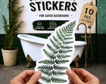 Fern leaf ANTI-SLIP Bath Stickers (10 pcs) for Bathtubs & Showers, Waterproof Safety Decal for Fall Prevention, Useful New Home Gift