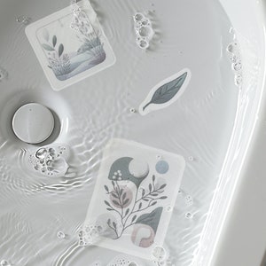 ANTI-SLIP STICKERS, 12 Biophilic Design Decor Appliqués, Waterproof Non Slip Safety Decal for bathtubs, shower & other slippery surfaces