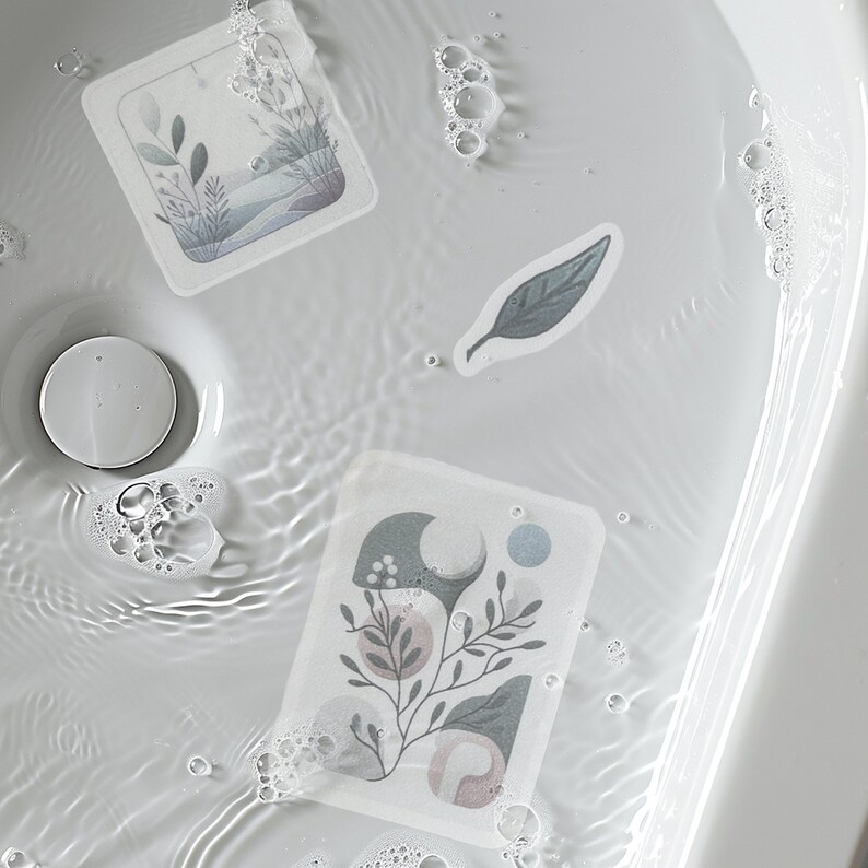ANTI-SLIP STICKERS, 12 Biophilic Design Decor Appliqués, Waterproof Non Slip Safety Decal for bathtubs, shower & other slippery surfaces