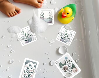 ANTI-SLIP STICKERS, 12 Biophilic Design Decor Appliqués, Waterproof Non Slip Safety Decal for bathtubs, shower & other slippery surfaces