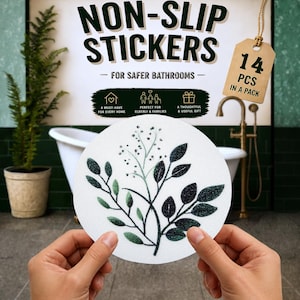 ANTISLIP-badstickers boomtak (14 stuks) voor badkuipen en douches, waterdichte veiligheidssticker voor valpreventie, handig cadeau voor ouderen