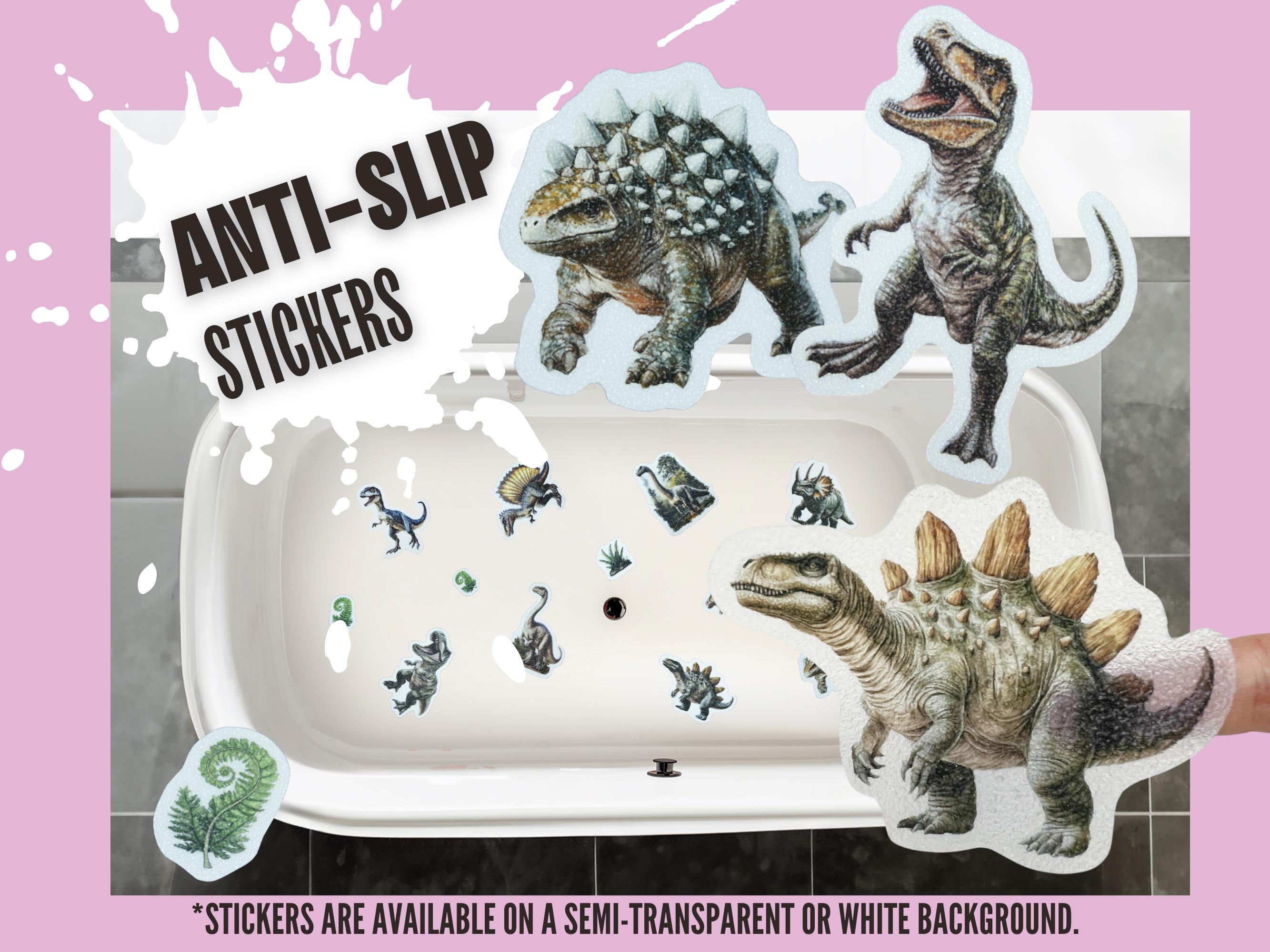 ANTI-SLIP STICKERS, 13 pcs Educational Montessori Dinosaurs, Alternative To Bath Mat, Non Slip Safety Decal For Bathtub, Shower, Tiles