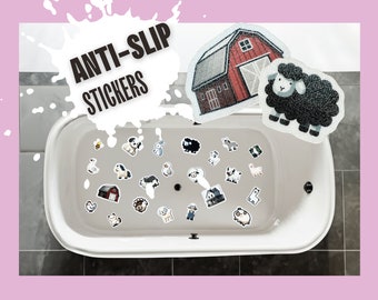 Montessori Farm Animals Anti-Slip Stickers, Bathtub Decals (23 pcs)