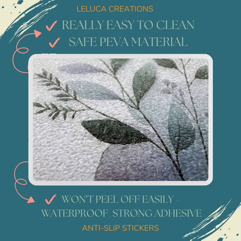 Biophilic Anti-Slip Stickers - 12 Pack Decorative Non-Slip Adhesives, Waterproof Bath Safety, Housewarming Gift