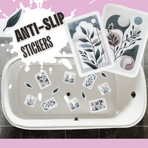 ANTI-SLIP STICKERS, 12 Biophilic Design Decor Appliqués, Waterproof Non Slip Safety Decal for bathtubs, shower & other slippery surfaces