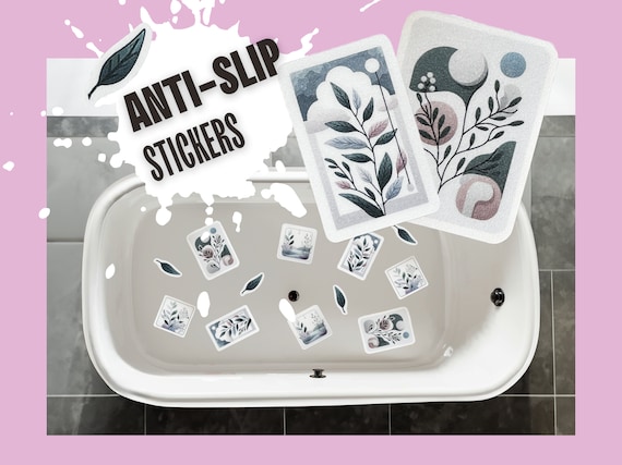 ANTI-SLIP STICKERS, 12 Pcs Biophilic Design, Alternative To Bath Mat, Aesthetic Waterproof Non Slip Decals For Bathtub, Shower, Tile Etc