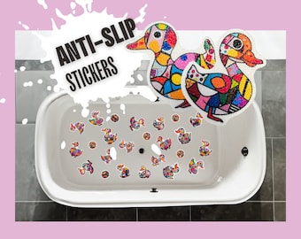 Pop Art Duck Anti-Slip Stickers, Waterproof Bath Decals, 24 pcs