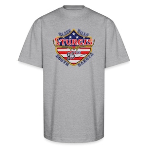 Men&#39;s Premium Sturgis Motorcycle Rally 2025 OVERSIZED T-Shirt – 85th Anniversary Eagle & Flag Design Biker Tee -Front and Back Print