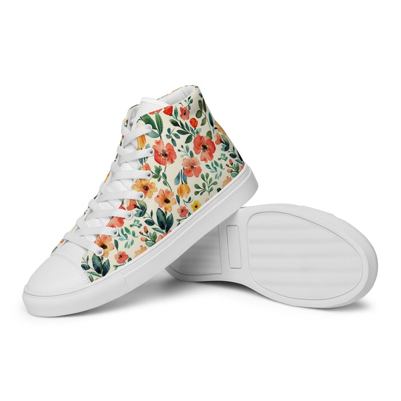 Pretty Floral Sneakers Shoes Unique Sneakers Floral Shoes High Top Gift ...