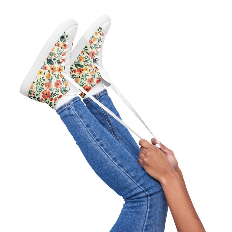 Pretty Floral Sneakers Shoes Unique Sneakers Floral Shoes High Top Gift ...