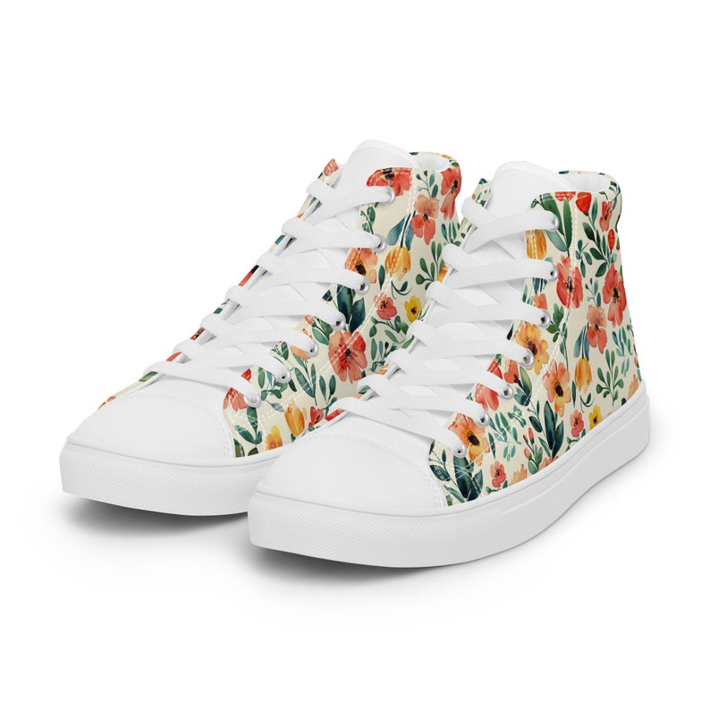 Pretty Floral Sneakers Shoes Unique Sneakers Floral Shoes High Top Gift ...