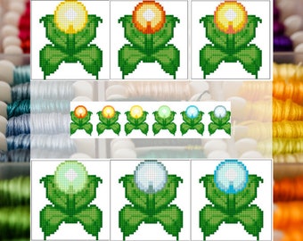 Legend of Zelda Cross Stitch PDF - Piko Bloom Rainbow Pattern - Minish Cap Cross Stitch Digital Chart - Video Game Counted Crossstitch