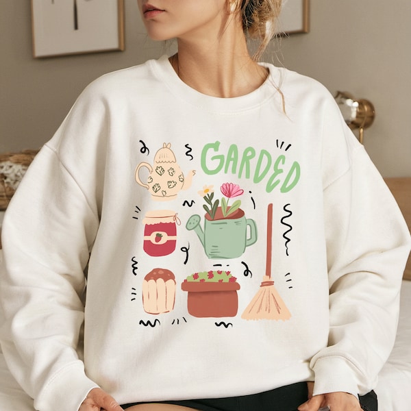garden items, garden element, cute items, hand drown items, gift sweatshirt, cute gift