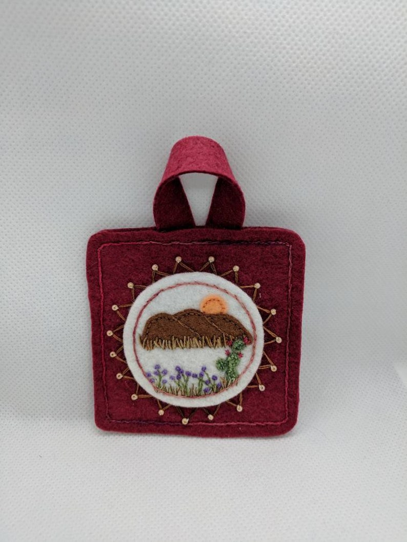 cactus ornament Embroidery Art Southwest Decor Desert decor