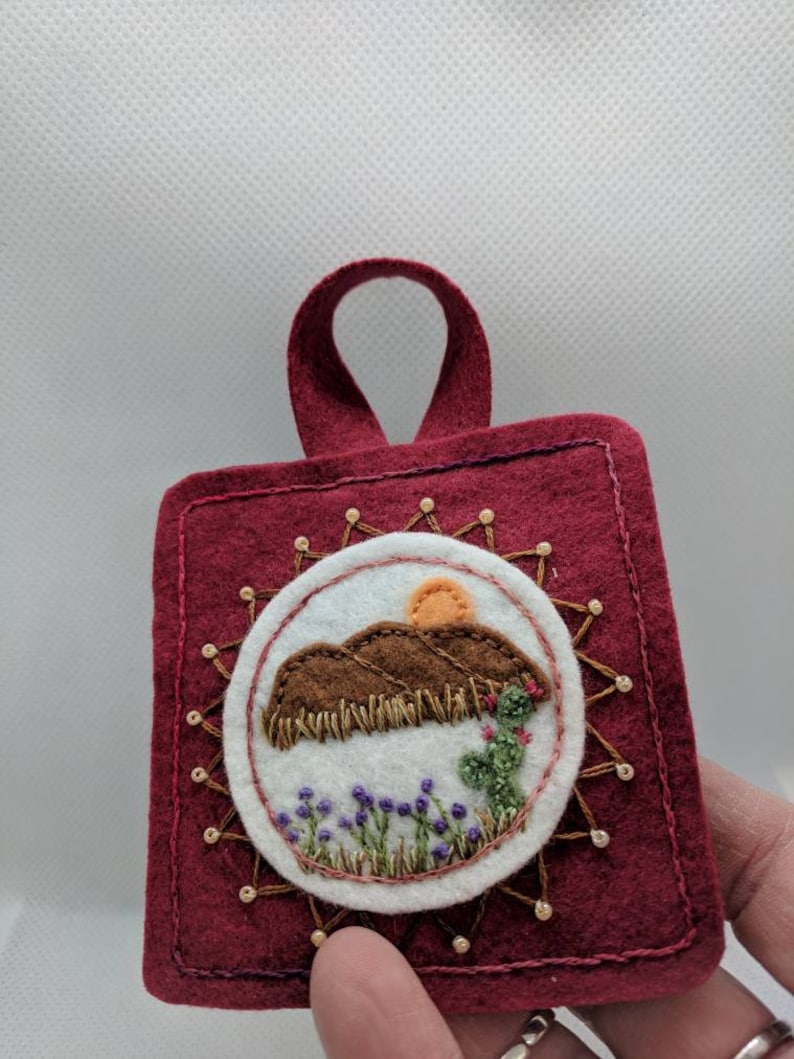 cactus ornament Embroidery Art Southwest Decor Desert decor