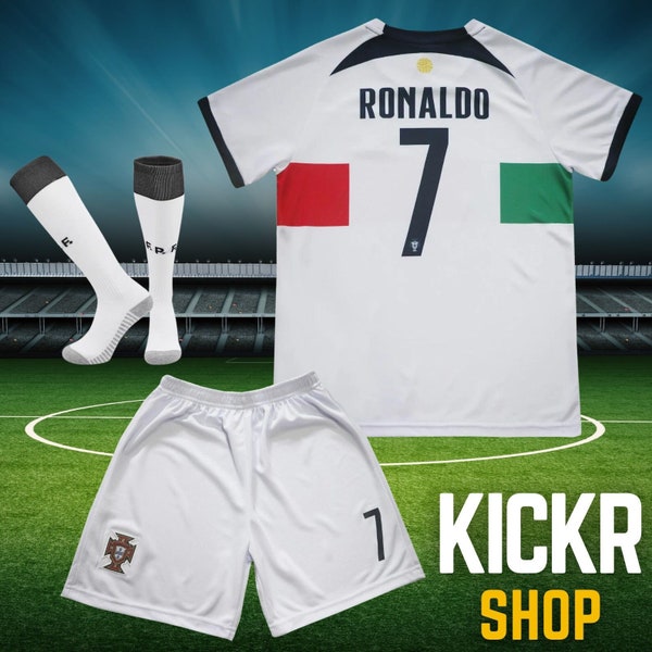 Ronaldo Portugal Kids Soccer Jersey Kit | 2022 Limited Special Edition | Jersey Shorts Socks for Boys Girls Youth Sizes | Football Uniform