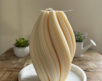 Twisted Candle, Twisted Ribbed Candle, Sculptured Candle, Swirl Candle, Wavy Spiral Candle, Geometric Candle, Decorative Candle, Spiral Cand