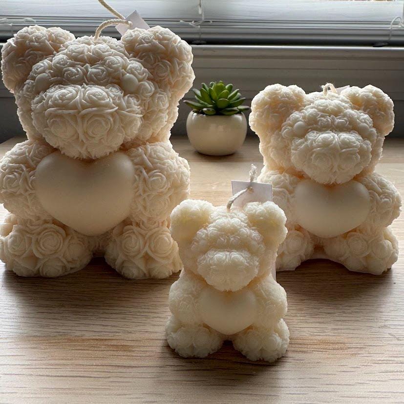 Teddy Bear Rose Candle: Soy Wax Valentine's Gift - Etsy