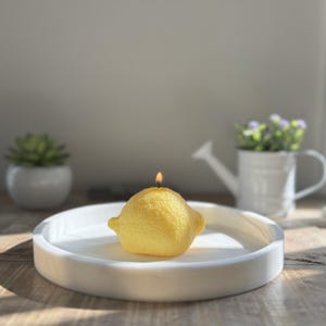 Lemon Candle, Decorative Lemon Pillar Candle, Realistic Lemon Candle, Kitchen Decor, Dining Table Decor, Lemon Scent Candle, Sicilian Lemon