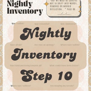English Nightly Inventory Worksheet PDF | 10th Step Sobriety Tool | AA-Inspired Moral Inventory Printable | Self-Reflection Journal Page