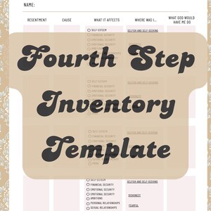 Fourth Step Inventory Worksheet (Landscape) | AA Step 4 Printable PDF | Resentment Inventory | Moral Inventory | Recovery Workbook Template