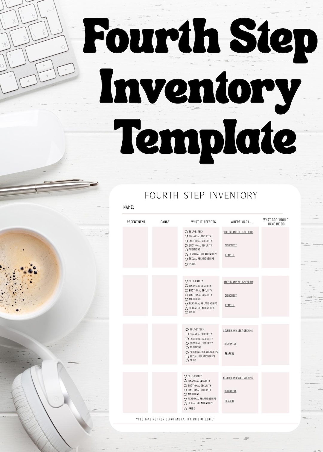 Fourth Step Inventory Worksheet Aa 12 Step Printable Pdf 4th Step