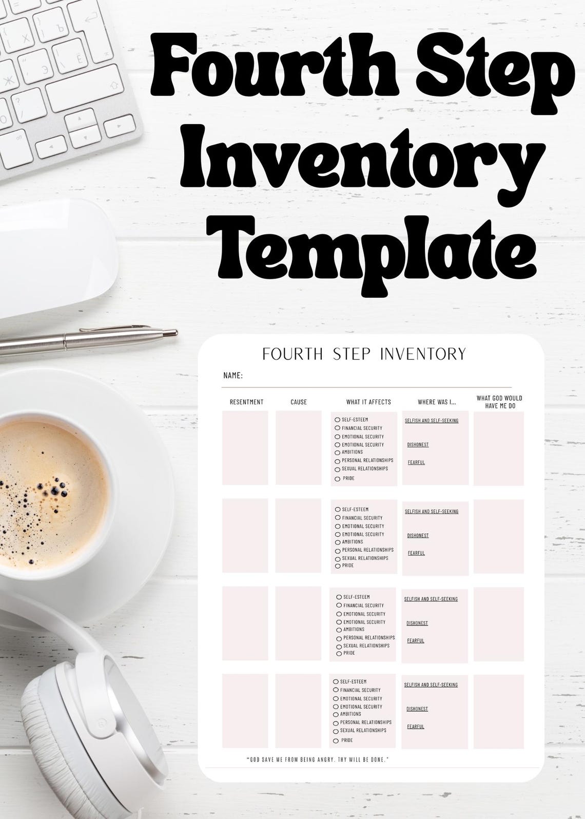 Fourth Step Inventory Worksheet | AA 12 Step Printable PDF | 4th Step ...