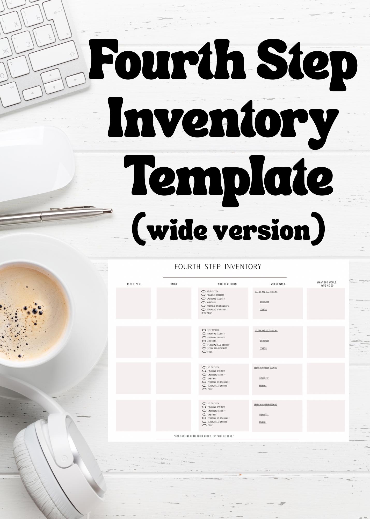 Fourth Step Inventory Worksheet (landscape) | AA Step 4 Printable PDF ...