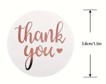Thank You Stickers Pink Round Handmade 3.8cm