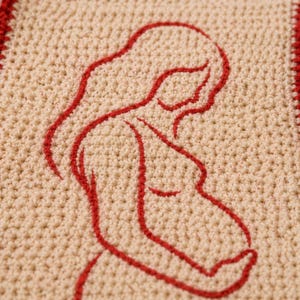 Mönster för virkad filt i mosaik för moderskap, silhuett av gravid kvinna, babyshower-present till blivande mamma, modern DIY-barnrumsdekoration PDF bild 2
