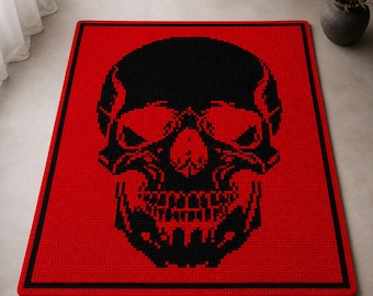 Mosaic Crochet Skull Blanket Pattern, Gothic Crochet PDF, Halloween Afghan Chart, Overlay Mosaic Tutorial, Skull Home Decor Pattern Download