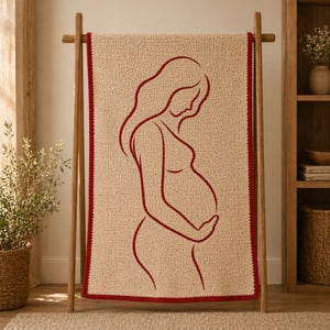 Mönster för virkad filt i mosaik för moderskap, silhuett av gravid kvinna, babyshower-present till blivande mamma, modern DIY-barnrumsdekoration PDF bild 7
