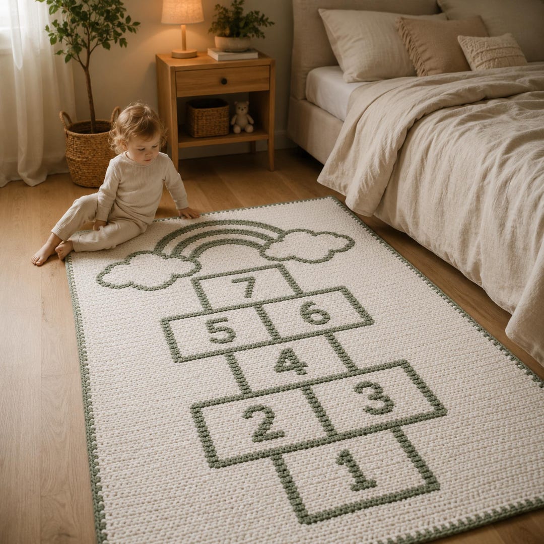 Rainbow mosaic crochet blanket pattern for nursery decor